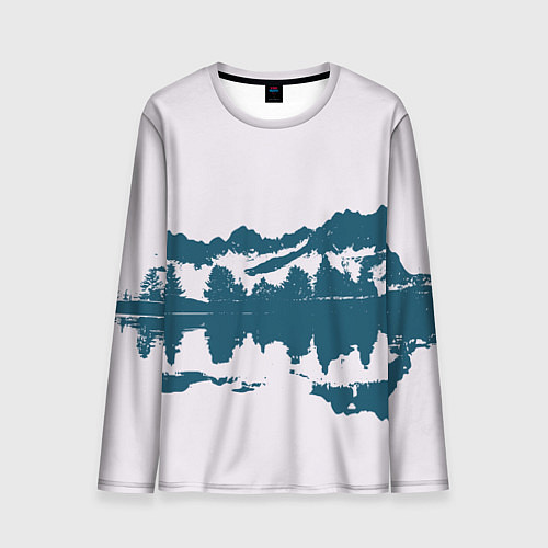 Мужской лонгслив Лес и озеро / 3D-принт – фото 1