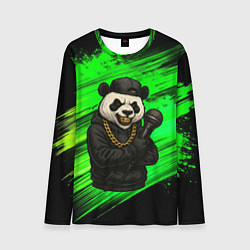 Мужской лонгслив Панда рэпер с микрофоном