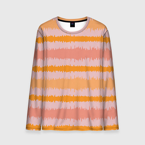 Мужской лонгслив Полосы зигзагообразные оранжево-розовые / 3D-принт – фото 1