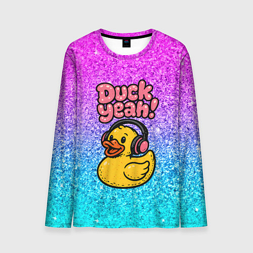 Мужской лонгслив Duck yeah - утка в наушниках / 3D-принт – фото 1