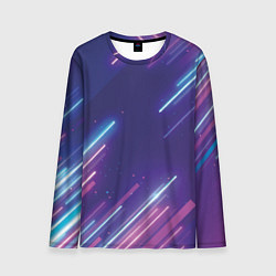 Лонгслив мужской Абстракция бело синие красные полосы, цвет: 3D-принт