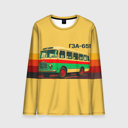 Мужской лонгслив Ретро автобус ГЗА-651 поп-арт / 3D-принт – фото 1