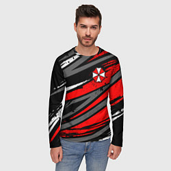 Лонгслив мужской Umbrella - red lines, цвет: 3D-принт — фото 2