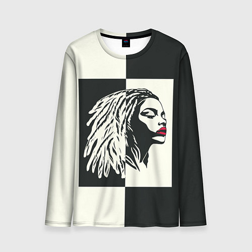 Мужской лонгслив Девушка с дредами на темно-зеленом / 3D-принт – фото 1