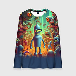 Мужской лонгслив Робот-сгибальщик Бендер среди чудовищ