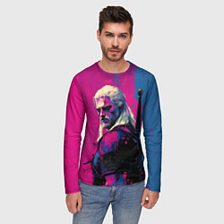 Лонгслив мужской Ведьмак стоит боком, цвет: 3D-принт — фото 2