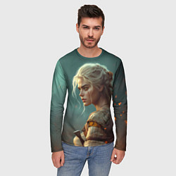 Лонгслив мужской Цири на фоне искр, цвет: 3D-принт — фото 2
