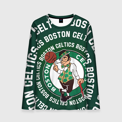Мужской лонгслив Бостон Селтикс логотип и надписи / 3D-принт – фото 1