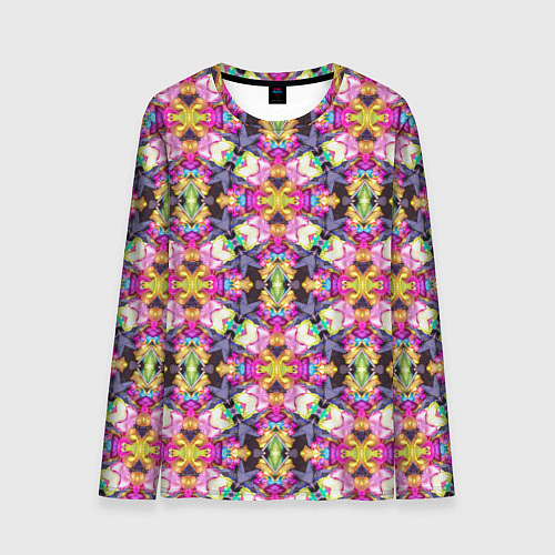 Мужской лонгслив Разноцветные узорчатые ромбы / 3D-принт – фото 1