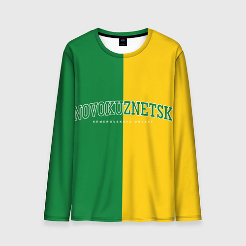 Мужской лонгслив Новокузнецк, зелёно-жёлтый / 3D-принт – фото 1