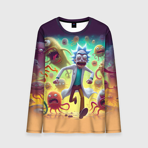 Мужской лонгслив Рик Санчес убегает от монстров / 3D-принт – фото 1