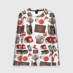 Мужской лонгслив Неваляшка утюг ретро авоська петушок телефон