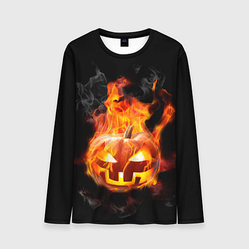 Мужской лонгслив Горящая тыква джек / 3D-принт – фото 1