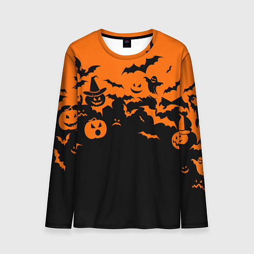 Мужской лонгслив Хэллоуин тыквы и призраки / 3D-принт – фото 1