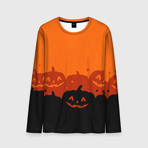 Мужской лонгслив Хэллоуин счастливые тыквы / 3D-принт – фото 1