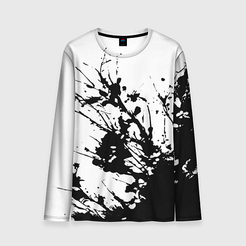 Мужской лонгслив Чёрная взрывная краска на белом / 3D-принт – фото 1
