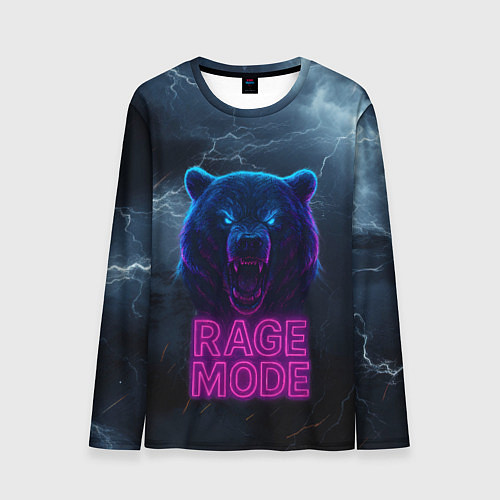 Мужской лонгслив Rage mode злой медведь / 3D-принт – фото 1