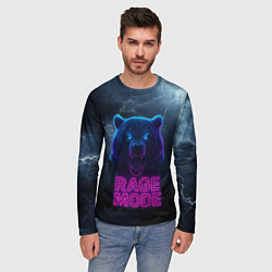 Лонгслив мужской Rage mode злой медведь, цвет: 3D-принт — фото 2