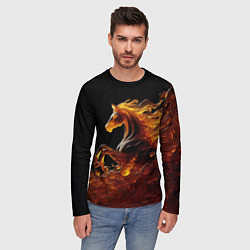Лонгслив мужской Оранжево желтая лошадь созданная из янтаря, цвет: 3D-принт — фото 2