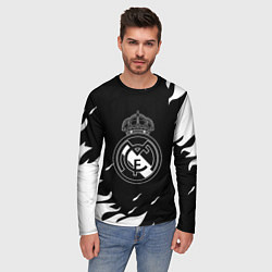Лонгслив мужской Реал Мадрид белый огонь, цвет: 3D-принт — фото 2