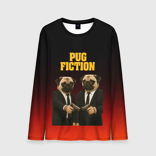 Мужской лонгслив Пародия - Криминальное чтиво с мопсами / 3D-принт – фото 1