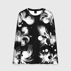 Лонгслив мужской Чёрно-белый абстрактный паттерн, цвет: 3D-принт