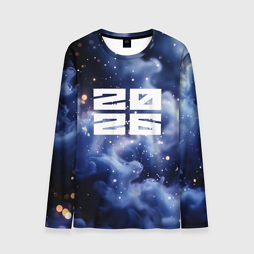 Мужской лонгслив 2026 синяя дымка с искрами / 3D-принт – фото 1
