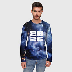 Лонгслив мужской 2026 синяя дымка с искрами, цвет: 3D-принт — фото 2