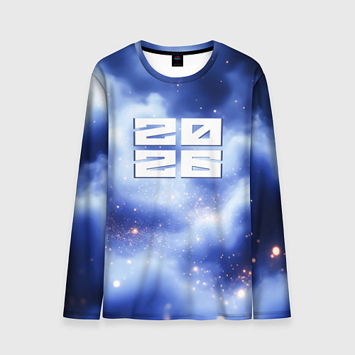 Мужской лонгслив 2026 сине-голубая дымка / 3D-принт – фото 1