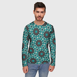 Лонгслив мужской Бирюзовая текстура из персидских звезд, цвет: 3D-принт — фото 2