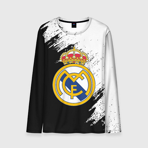 Мужской лонгслив Real Madrid текстура штрихи / 3D-принт – фото 1