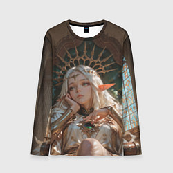 Мужской лонгслив Беловолосая королева эльфов на троне