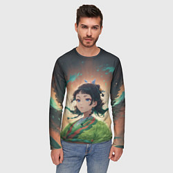 Лонгслив мужской Маомао на фоне облаков, цвет: 3D-принт — фото 2