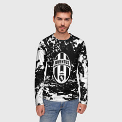 Лонгслив мужской Ювентус белые штрихи красок, цвет: 3D-принт — фото 2