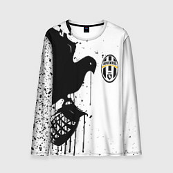 Лонгслив мужской Ювентус черная птица краски, цвет: 3D-принт