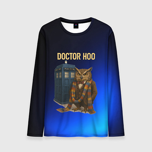 Мужской лонгслив Doctor Hoo сова у телефонной будки / 3D-принт – фото 1
