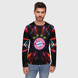 Лонгслив мужской Бавария Мюнхен неоновая абстракция, цвет: 3D-принт — фото 2