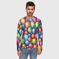 Лонгслив мужской Россыпь новогодних шаров, цвет: 3D-принт — фото 2