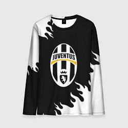 Лонгслив мужской Juventus белый огонь текстура, цвет: 3D-принт