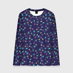 Лонгслив мужской Новогодние гирлянды, цвет: 3D-принт