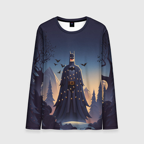 Мужской лонгслив Новогодний Бэтмен / 3D-принт – фото 1