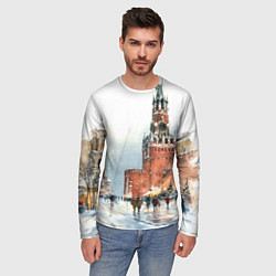 Лонгслив мужской Новогодний Кремль, цвет: 3D-принт — фото 2