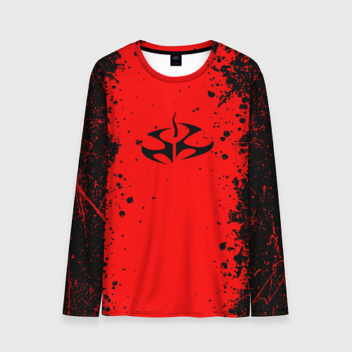 Мужской лонгслив Эмблема hitman на красном фоне / 3D-принт – фото 1