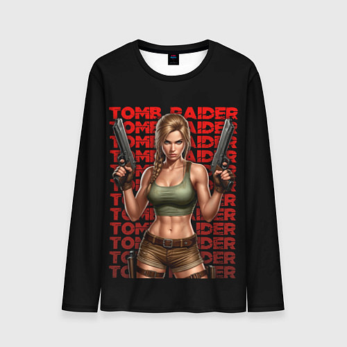 Мужской лонгслив Лара Крофт с пистолетами в руках / 3D-принт – фото 1