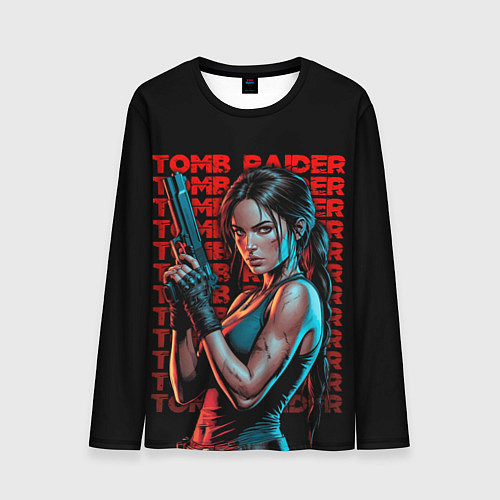 Мужской лонгслив Lara Croft с пистолетом / 3D-принт – фото 1
