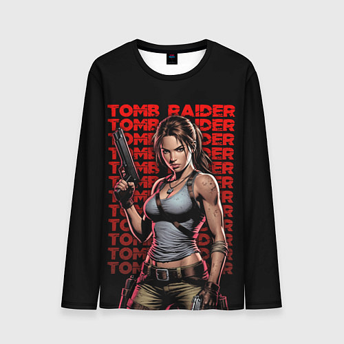Мужской лонгслив Лара с пушками в руках / 3D-принт – фото 1
