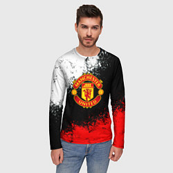 Лонгслив мужской Манчестер Юнайтед краски всплеск, цвет: 3D-принт — фото 2