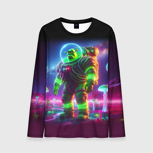 Мужской лонгслив Космонавт Шрук в неоновом скафандре на загадочной / 3D-принт – фото 1