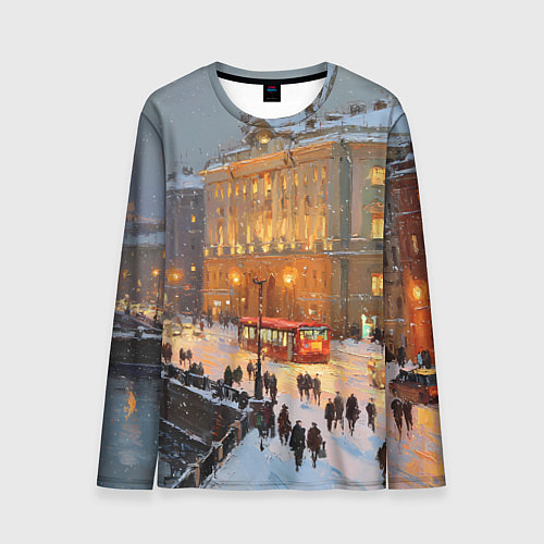 Мужской лонгслив Предновогодний Санкт-Петербург / 3D-принт – фото 1