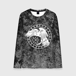 Мужской лонгслив Ворон в круге рун и компас вегвизир